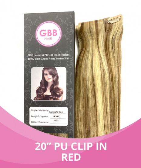 20'' Pu Clip In Hair Extensions - Red