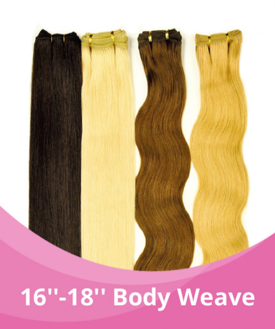 16-18'' GBB Machine-Weft Body Weave Hair Extensions - 100% Remy Hair