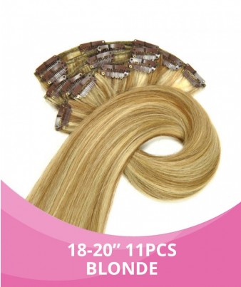 18''-20'' GBB Clip In Hair Extensions 100% Remy Hair - 11pcs - Blonde
